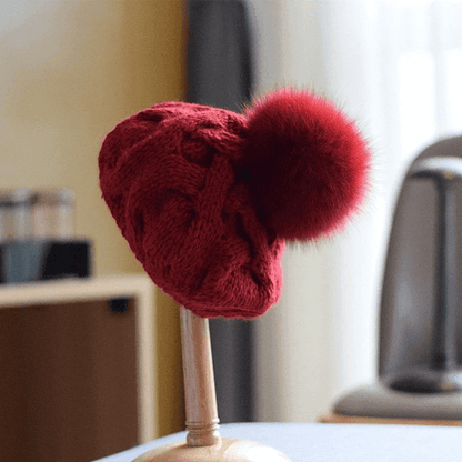 2 Way Knitted Beret with Removable Pom Pom - Mspineapplecrafts