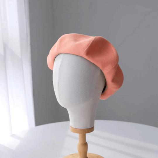 Oversized Linen Beret Hat for Women- Solid Colour.