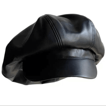 Load image into Gallery viewer, Oversized Leather Newsboy Hat.