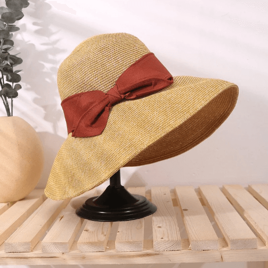 Straw Hat with Bow Tie.