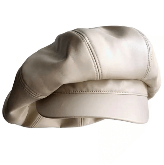 Oversized Leather Newsboy Hat.