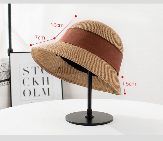 Straw Hat with Bow Tie for Women.