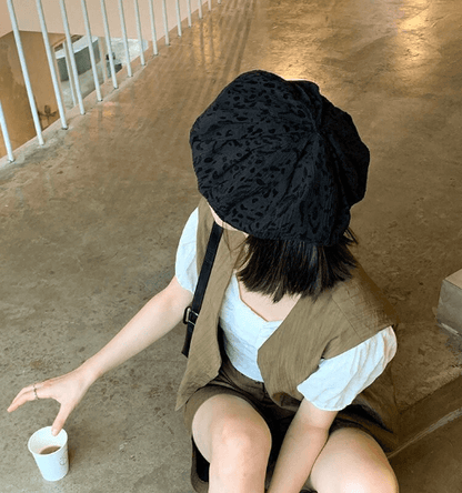 Oversize Beret Hat for Women/ French Style Vintage/ Painter Beret/ Animal Pattern Beret.