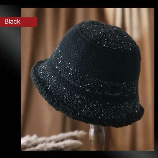 Knitted Bucket Hat for Women with Fleece.