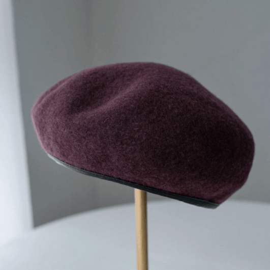 Custom Made 100% Wool Unisex Beret Hat with Leather Band - Mspineapplecrafts