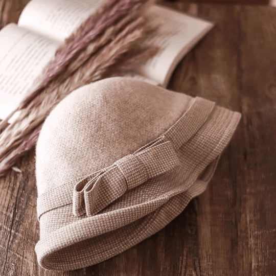 Wool Cloche Hat with Bow | Handmade Foldable Vintage  display picture 3