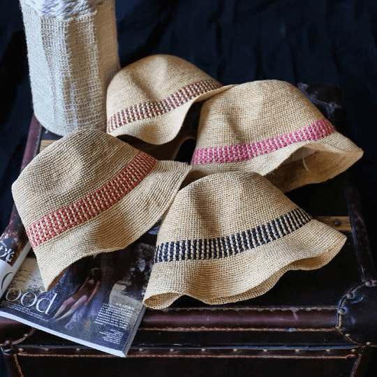 Raffia Straw Panama Hat.