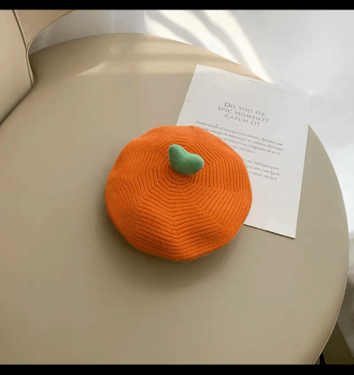 Cotton French Beret - Beige – Orange