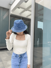 Load image into Gallery viewer, Denim Panama Hat.