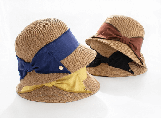 Straw Hat with Bow Tie for Women.