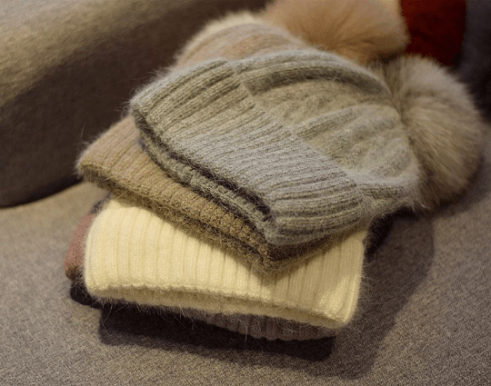 2 Way Knitted Beanie hat with Removable Pom Pom