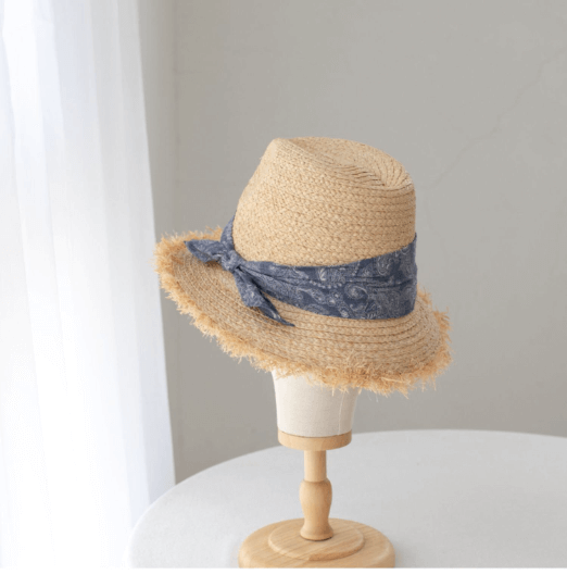 Raffia Straw Panama Hat.