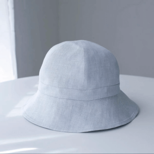 Custom linen bucket hat.