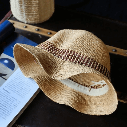 Raffia Straw Panama Hat.