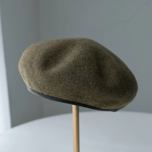 Custom Made 100% Wool Unisex Beret Hat with Leather Band - Mspineapplecrafts