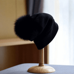 Knitted Beanie hat with Removable Pom Pom for Women.