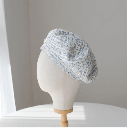 Handmade Tweed Fabric Beret for Women.