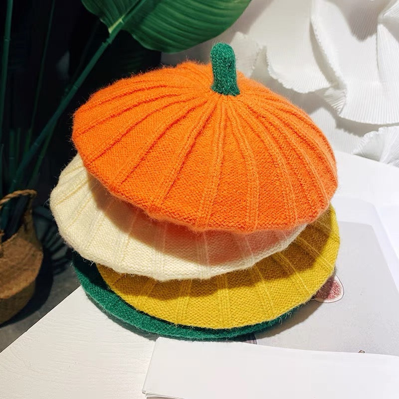 Kids Pumpkin Beret Hat.