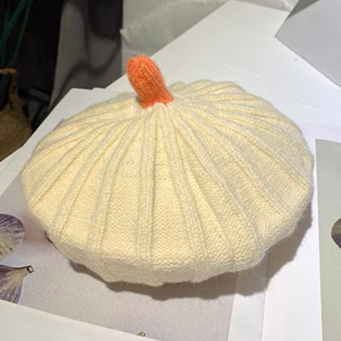 Kids Pumpkin Beret Hat.