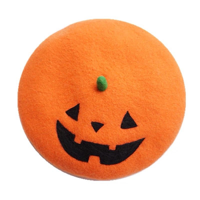 Halloween Pumpkin Beret Hat for Women and Kids.