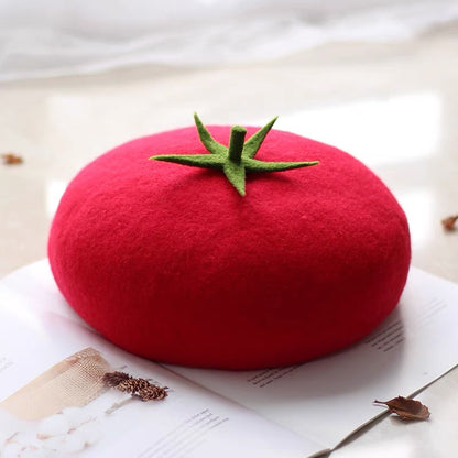 Women Kid Tomato Berets Hat.