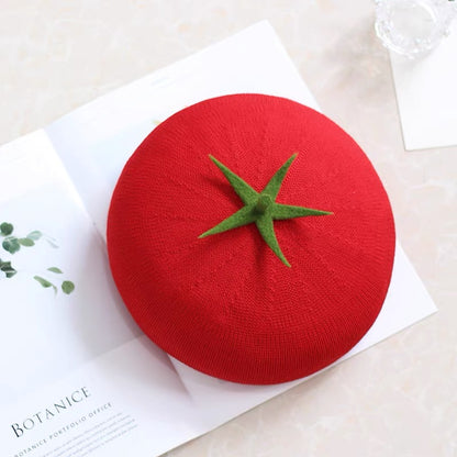Women Kid Tomato Berets Hat.