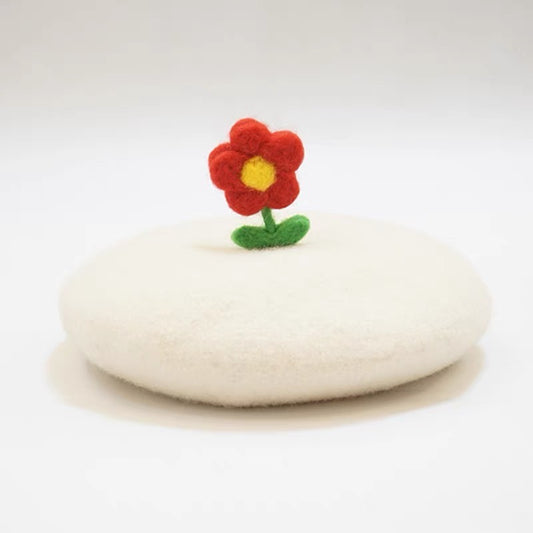 Handmade Flower Wool Beret.