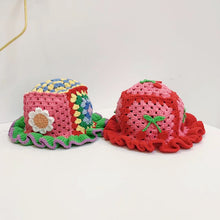 Load image into Gallery viewer, Cute Knitted Artsy Cherry Flower Hat.
