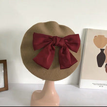 Load image into Gallery viewer, Beret Hat with Removable Bow for Women and Girls.