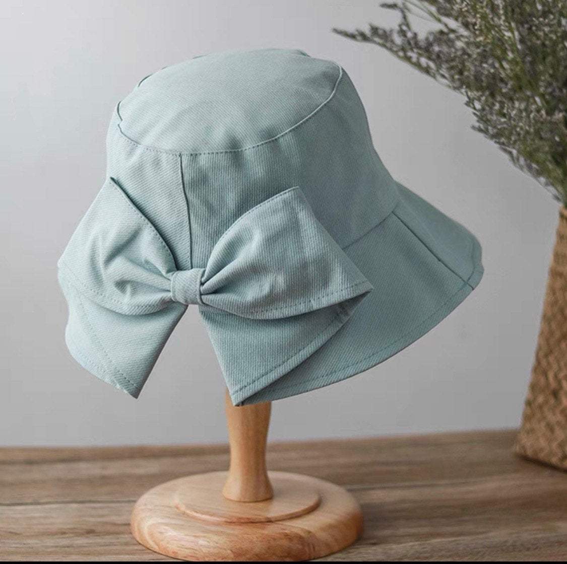 Bucket Sun Hat with Bow Tie for Women and Girls.