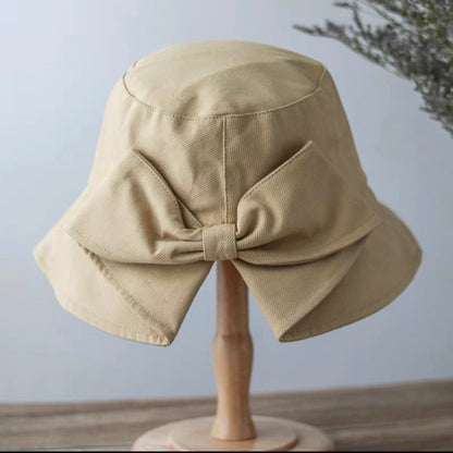 Bucket Sun Hat with Bow Tie for Women and Girls.