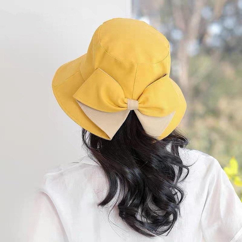 Bucket Sun Hat with Bow Tie for Women and Girls.