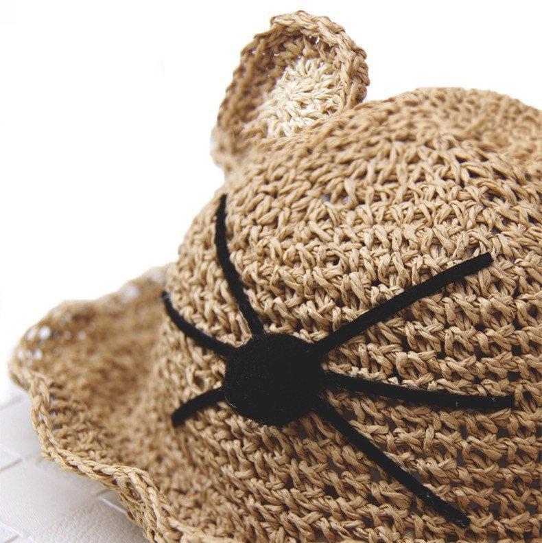 Cat/ Bear Straw Hat for Women Girl Kid Toddler.