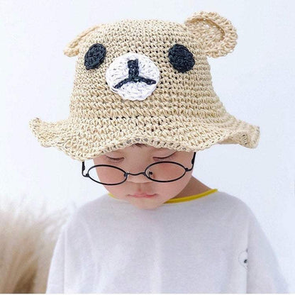 Cat/ Bear Straw Hat for Women Girl Kid Toddler.
