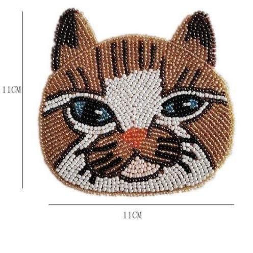 Handmade Cat Coaster with Beads.