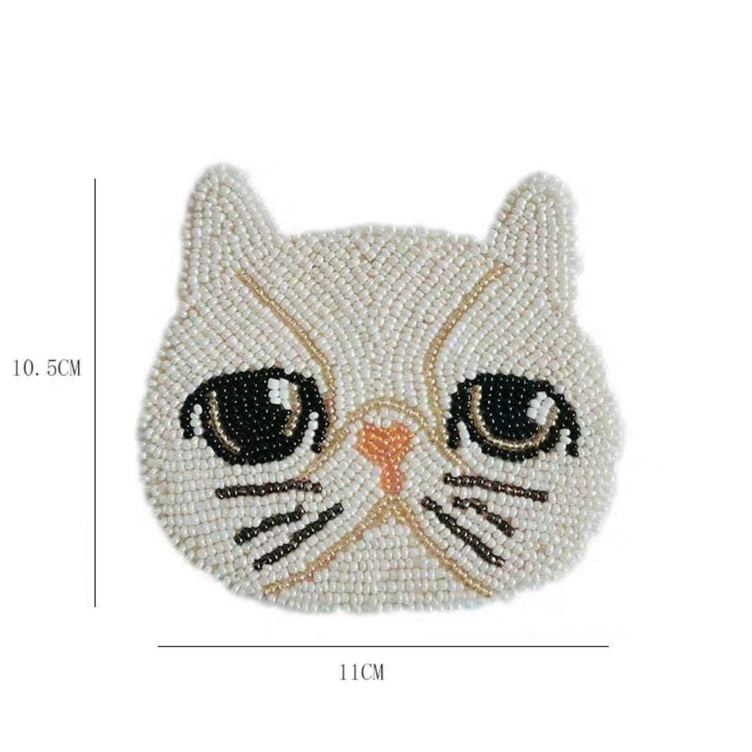 Handmade Cat Coaster with Beads.