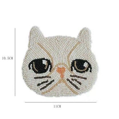 Handmade Cat Coaster with Beads.