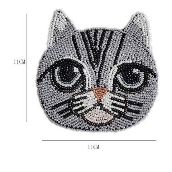 Handmade Cat Coaster with Beads.