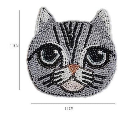 Handmade Cat Coaster with Beads.