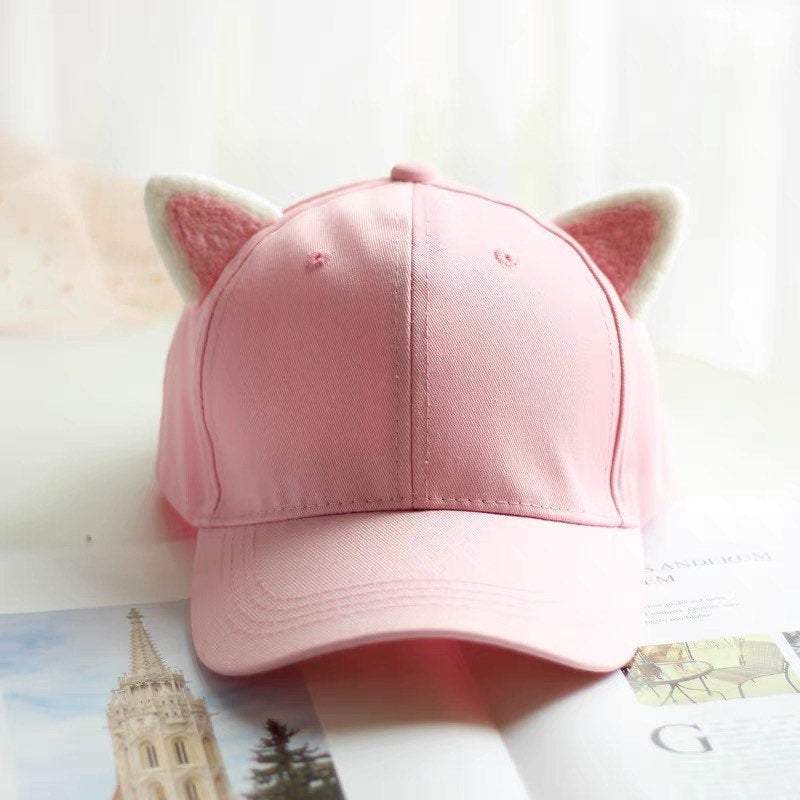 Cat Ear Baseball Cap for Kids and Women – Pink