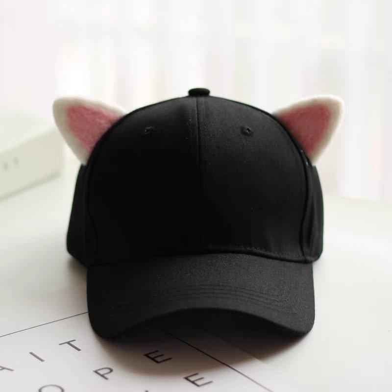 Cat Ear Baseball Cap for Kids and Women – Black
