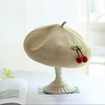 Cherry Beret Hat for Women and Girls.