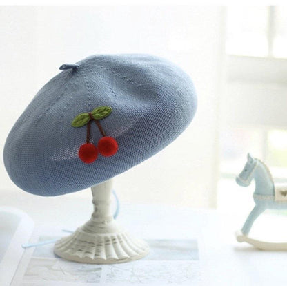 Cherry Beret Hat for Women and Girls.
