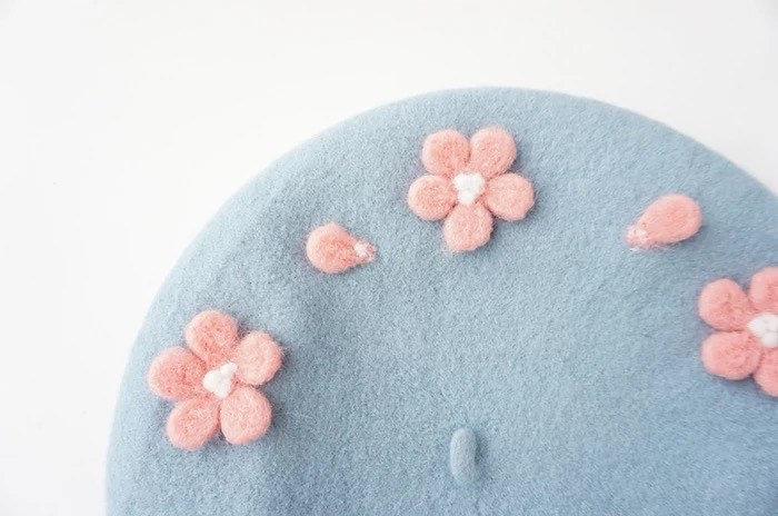 Cherry Blossom Beret Hat for Women and Kids.