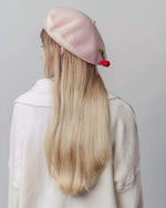 Cherry Wool Beret Hat for Women and Kids.