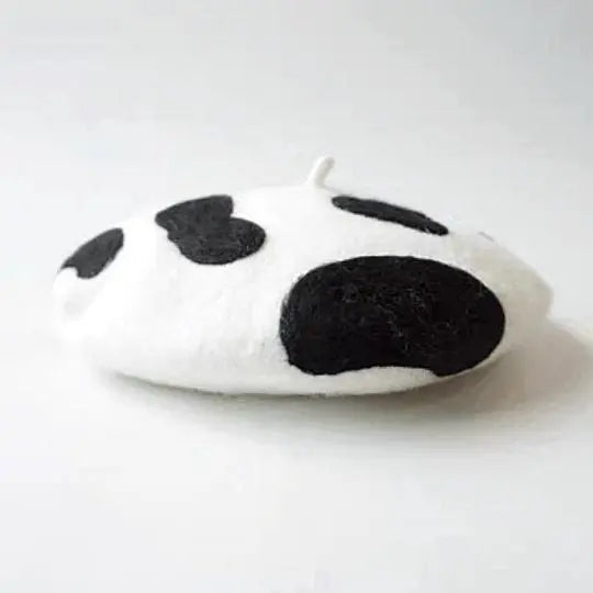 Classic Cow Print Wool Berets for Women and Kid.