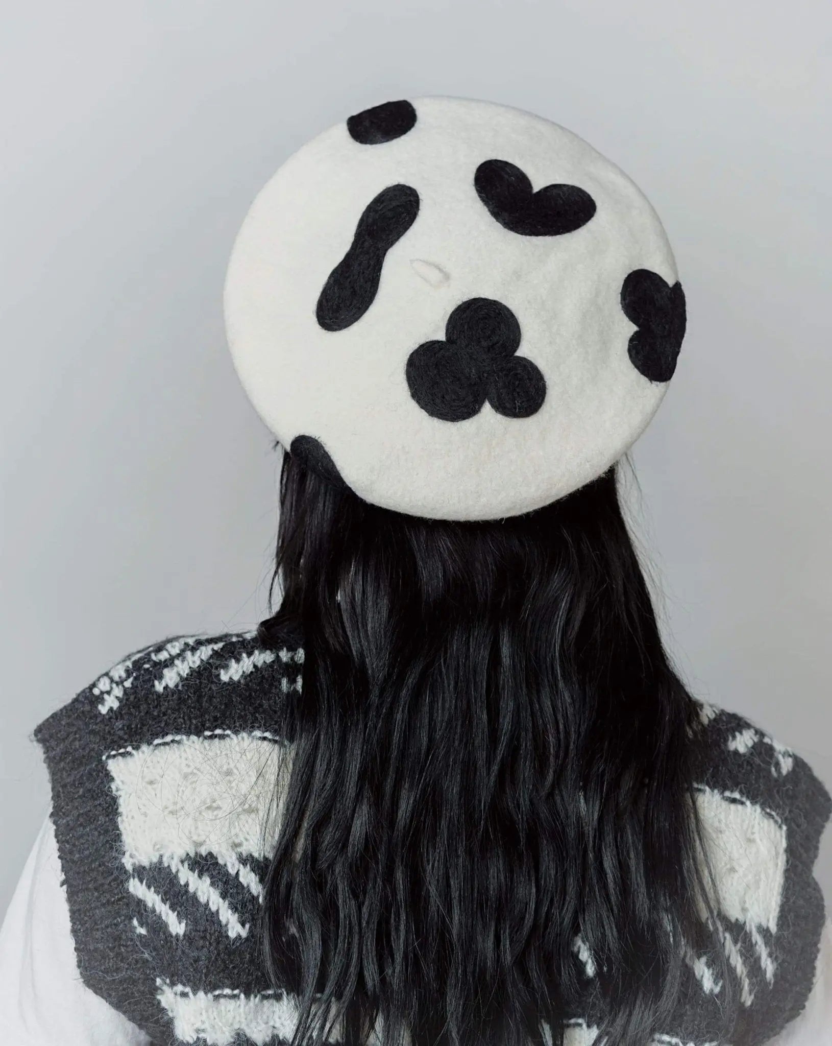 Classic Cow Print Wool Berets for Women and Kid.