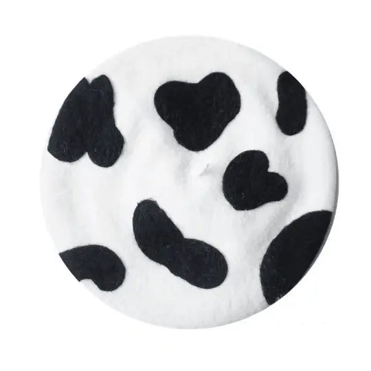 Classic Cow Print Wool Berets for Women and Kid.