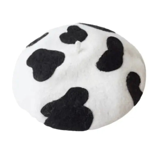 Classic Cow Print Wool Berets for Women and Kid.