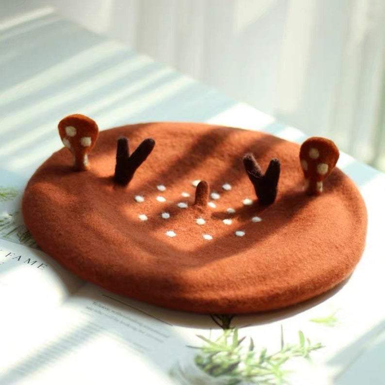 Deer and Giraffe Beret for Women and Girls.